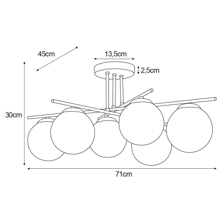 Luksusowa lampa sufitowa z bursztynowymi kloszami K-5414 z serii GRAND - 2