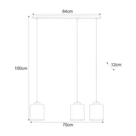 Lampa wisząca z bursztynowymi kloszami, do salonu K-5570 z serii SORO - 3