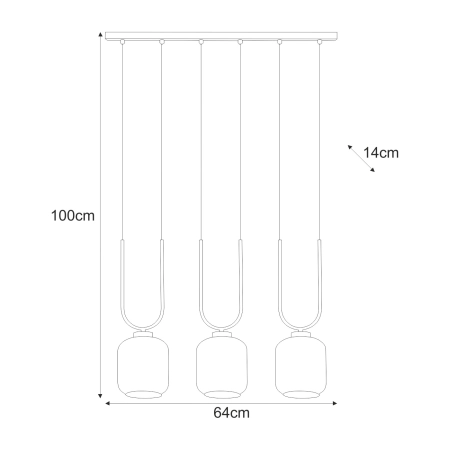 Efektowna lampa wisząca, trzy niezwykłe klosze K-5581 z serii CONI - 2