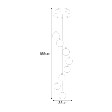 Lampa wisząca z ośmioma mlecznymi kloszami K-5552 z serii ASPEN - 2