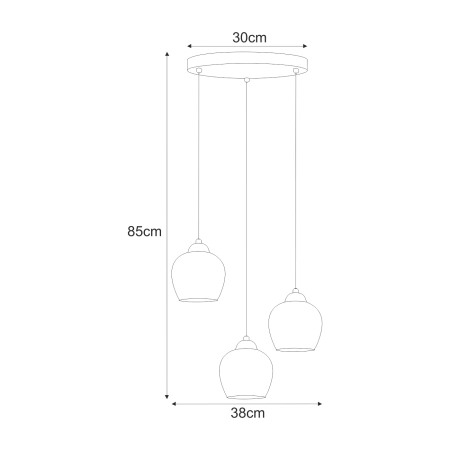 Potrójna lampa wisząca, regulowana wysokość K-5601 z serii ABRO - 2