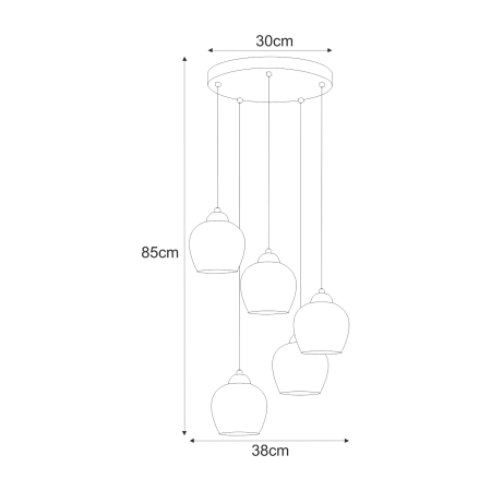 Dekoracyjna lampa wisząca, pięć punktów światła K-5602 z serii ABRO - 2