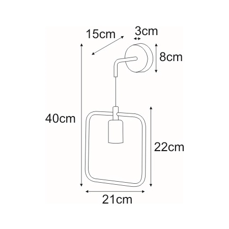 Kinkiet K-3933 KWADRAT z serii GEO - wymiary