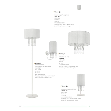 Lampka stołowa Wenecja 153/LM BIA - LAMPEX 2