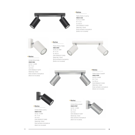 Biała lampa sufitowa listwa z reflektorami 558/2 BIA z serii ROLOS 2