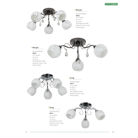 Żyrandol Greg 5 601/5 - LAMPEX 2