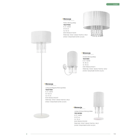 Abażurowa, biała lampa wisząca do sypialni 661/1 BIA z serii CAMILLA 9