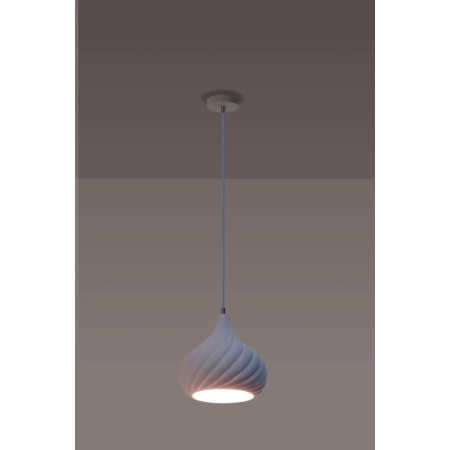 Lampa wisząca z ozdobnym, gipsowym kloszem 708/1 BIA z serii OLIVER 4