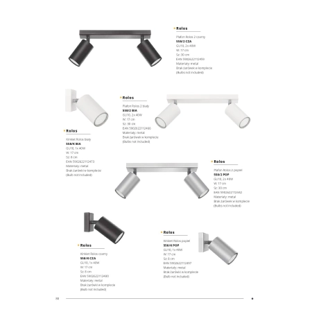 Biała lampa sufitowa z trzema reflektorami 655/3A BIA z serii ROLOS 6