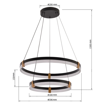 Dwupoziomowa, ledowa lampa wisząca LP-0407/2P BK z serii PLUM - 6