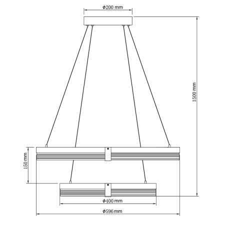 Dwupoziomowa, ledowa lampa wisząca LP-0407/2P BK z serii PLUM - 7