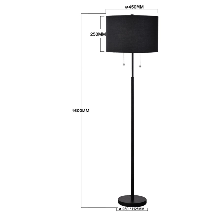 Lampa stojąca włączana sznureczkami LP-0304/2F BK z serii FOGO - 7