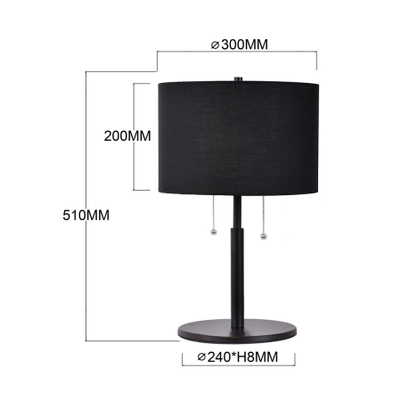 Lampka na szafkę nocną ze sznurkami LP-0304/2T BK z serii FOGO - 8