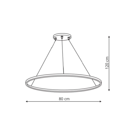 Stylowa obręcz wisząca, LED ring do salonu LP-909/1P L BK z serii RING