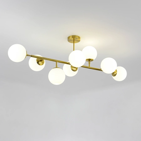 Molekularna, złota lampa nad stół w salonie LP-002/8P z serii DORADO