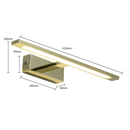 Złoty kinkiet łazienkowy LED 3000K GS-LWB-12W/3 GOLD z serii ISLA