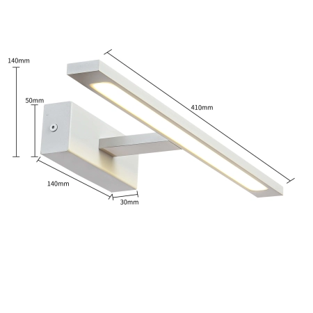 Ledowa lampa ścienna nad lustro i obraz GS-LWB-12W/3 WH z serii ISLA