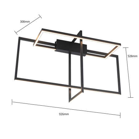 Designerska lampa sufitowa LED 4000K LP-980/3D4 BK z serii FRAME 3D