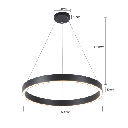 Czarna obręcz wisząca do salonu LP-033/1P S BK TRIANGLE z serii MIDWAY