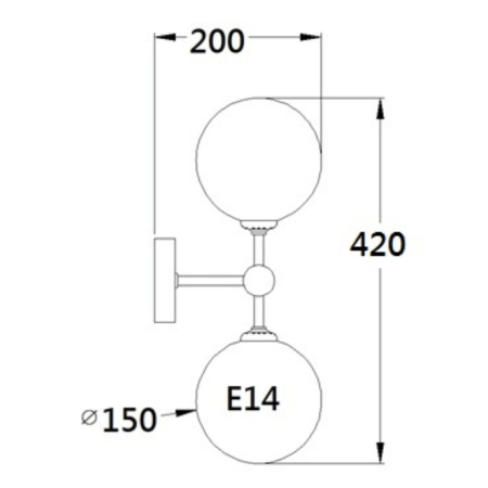 Kinkiet z mlecznymi kloszami, do salonu LP-002/2W BK z serii DORADO