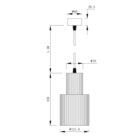 Industrialna, wąska, czarna lampa wisząca LP-787/1P L BK z serii TOKIO