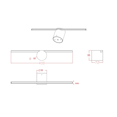 Czarny kinkiet do łazienki 40cm 6W LP-777/1W M BK z serii MODERN SLIM