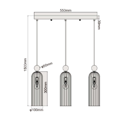 Klimatyczna lampa wisząca nad stół LP-939/3L SMOKED z serii PIEGA