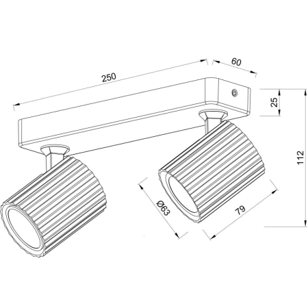 Dwupunktowa lampa sufitowa do korytarza LP-787/2WS BK z serii TOKIO