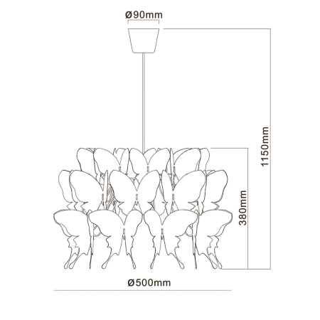 Lampa wisząca z motylkami LP-MD088-3439A/1P RÓŻOWY z serii FARFALLA