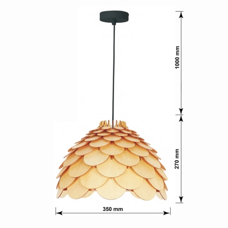 Lampa wisząca z drewnianym abażurem ⌀35cm LP-101335/1P S z serii BURGO