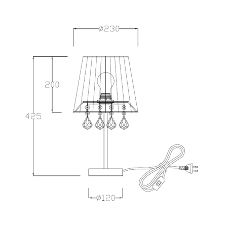 Stylowa lampka stołowa glamour LP-5005/1TS CZARNA z serii MONA