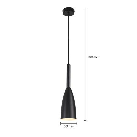 Czarna, industrialna, metalowa lampa wisząca LP-181/1P BK z serii SOLIN