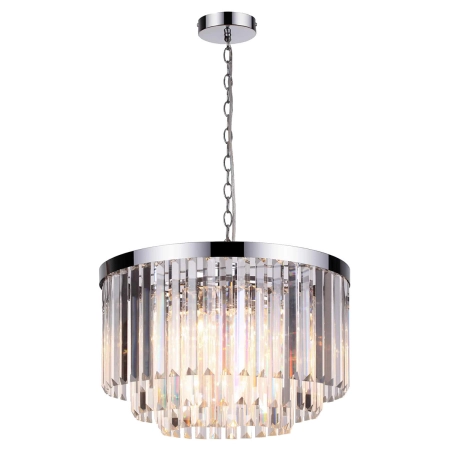 Kryształowa, chromowana lampa wisząca do salonu LP-2910/5P z serii VETRO