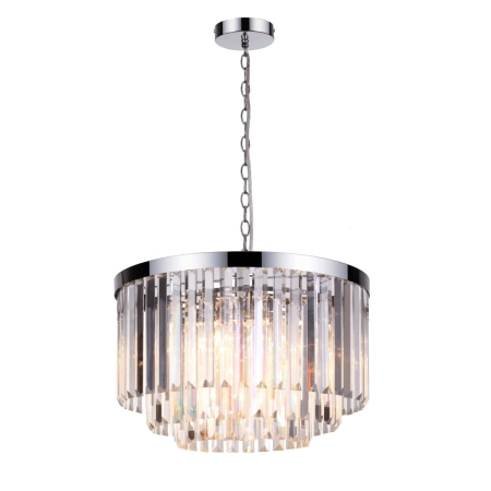 Kryształowa, chromowana lampa wisząca do salonu LP-2910/5P z serii VETRO