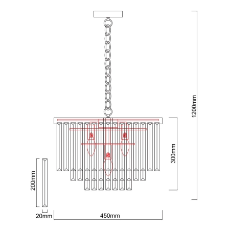 Kryształowa, chromowana lampa wisząca do salonu LP-2910/5P z serii VETRO