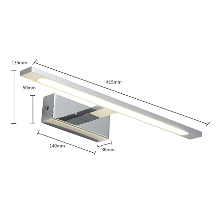 Chromowany kinkiet LED nad lustro i obraz GS-LWB-12W CH z serii ISLA