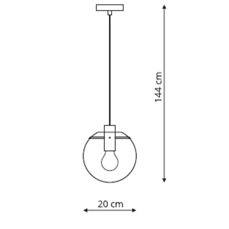 Ponadczasowy zwis z okrągłym kloszem ⌀20cm LP-004/1P S BK z serii PUERTO