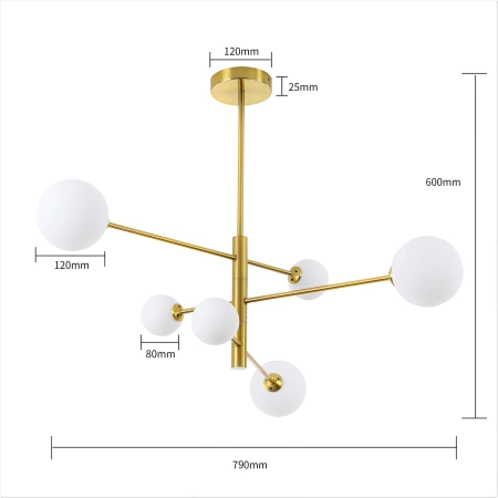 Duża, regulowana lampa wisząca do salonu LP-002/6P z serii DORADO