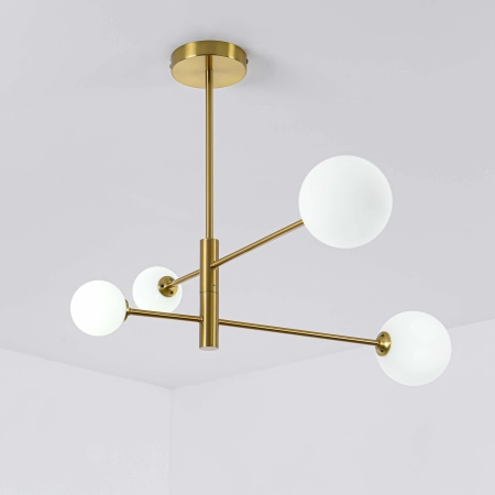 Złota lampa wisząca z obrotowymi ramionami LP-002/4P z serii DORADO