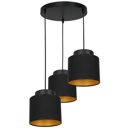 Potrójna lampa z czarno-złotymi abażurami LX 3183 z serii FRODI