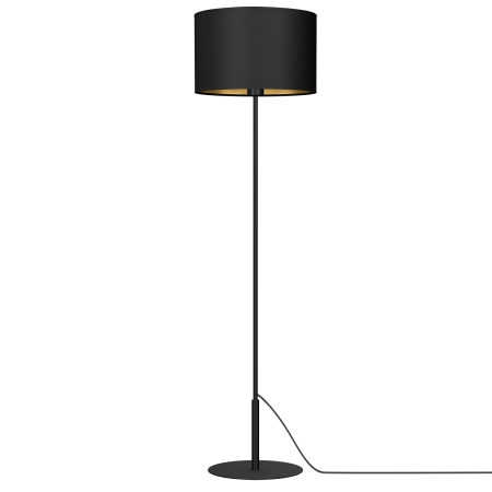 Prosta lampa stojąca, czarno-złoty abażur LX 3498 z serii ARDEN