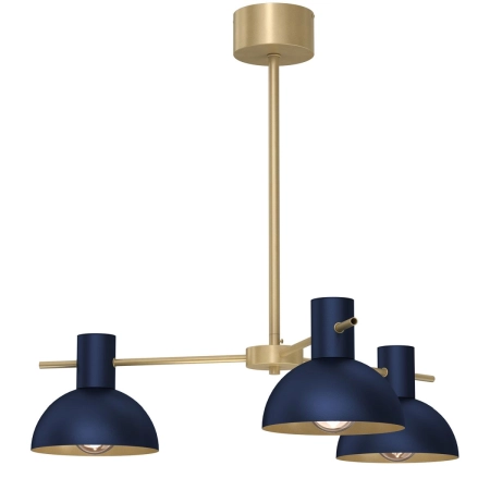 Złota lampa wisząca z niebieskimi kloszami LX 4380 z serii ESTATE MINI