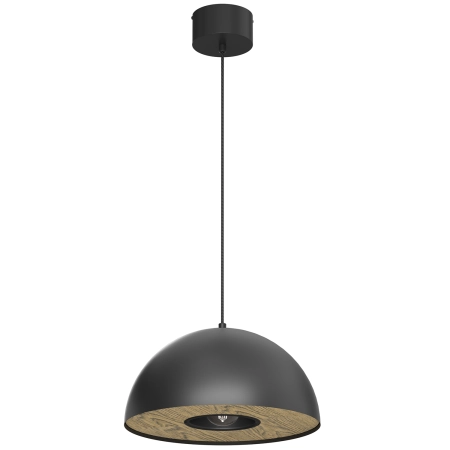 Czarna lampa wisząca z drewnem ⌀35m LX 4540 z serii ELGUND