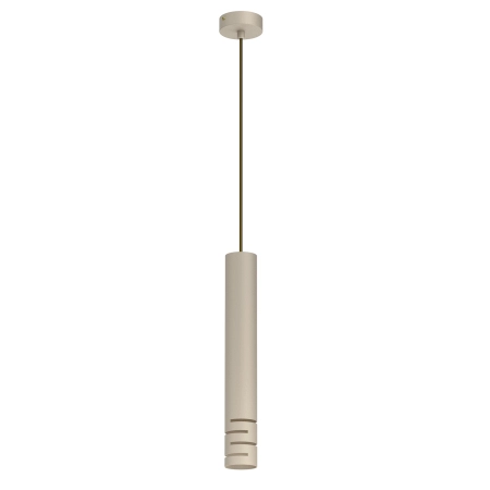 Smukła, beżowa lampa wisząca tuba LX 5761 z serii TIBIA STRIPE