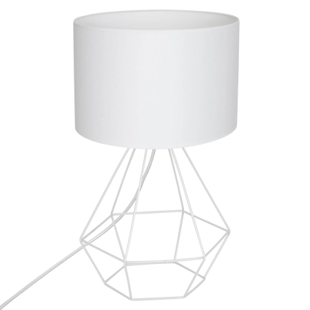 Lampa stołowa, druciana podstawka, biały kolor LX 8965 z serii ALMA