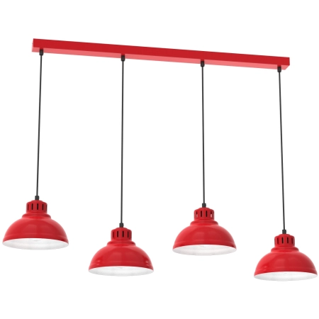 Lampa wisząca z czterema kloszami, czerwony kolor LX 9228 z serii SVEN