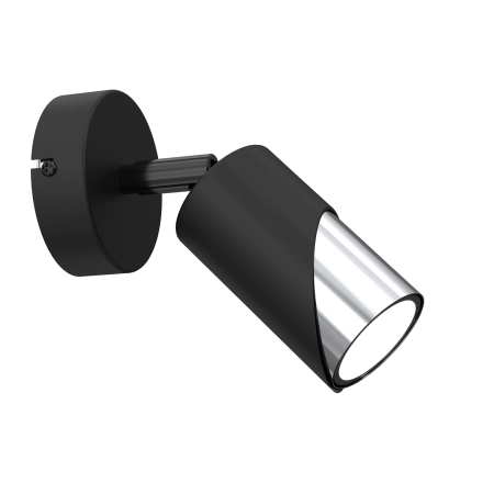 Czarno-srebrny kinkiet w formie reflektora LX 9639 z serii SHIFT