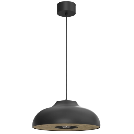 Czarna lampa z drewnianą tarczą ⌀39cm LX 9938 z serii BILBAO