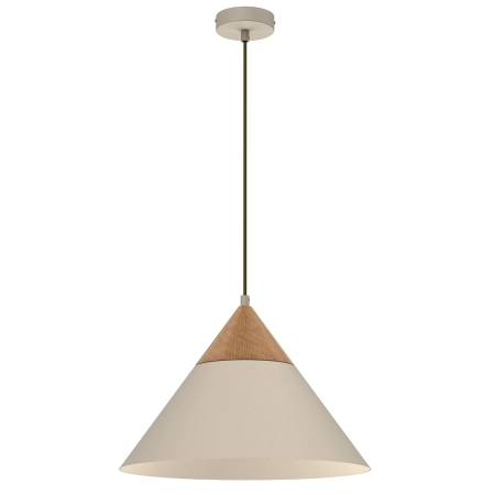 Beżowa lampa wisząca z drewnianym stożkiem LX 457 z serii SINGLE