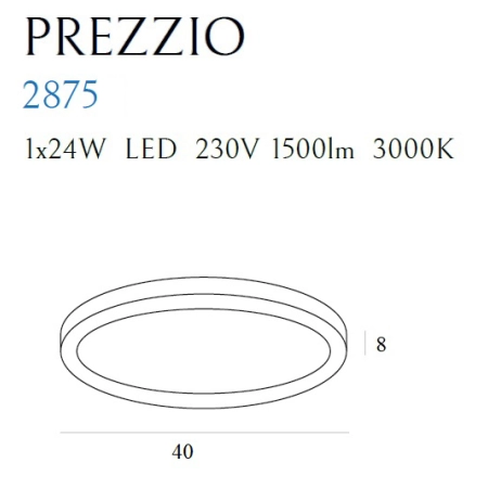 Okrągły, elegancki plafon LED z kryształkami MX 2875 z serii PREZZIO - wymiary